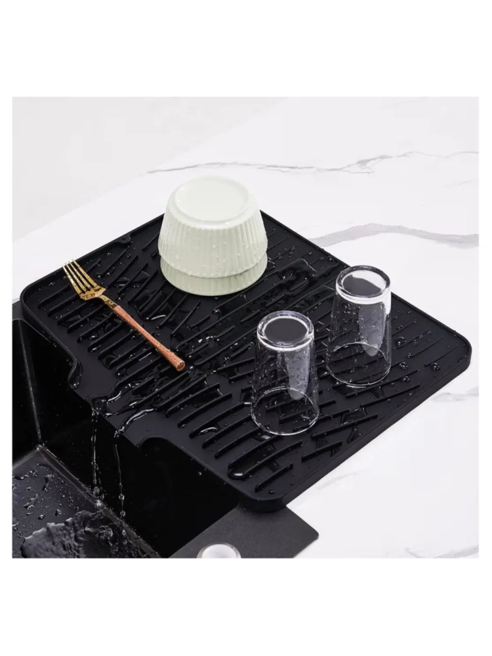 NEW Silicone Dish Drying Mat Kitchen Counter Non-Slip Dish Drying Pad Drain